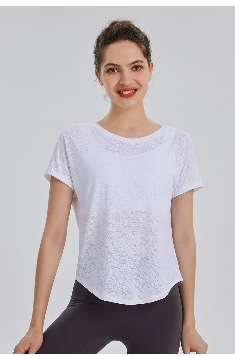 Womens Burnout Yoga T-Shirt Short Sleeve Athletic Top